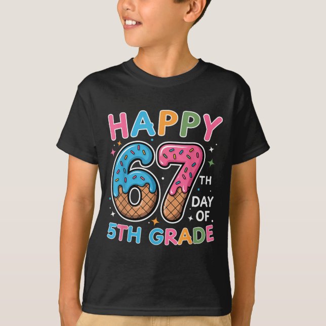 Camiseta Happy 67th Day Of 5th Grade Ice Cream Drip 67 Days (Frente)