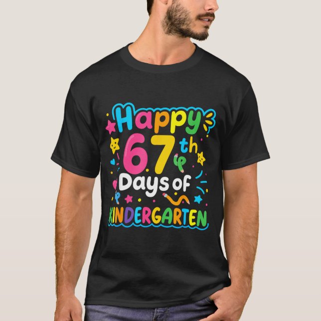 Camiseta Happy 67th Day Of Kindergarten School Meme 67 Kids (Frente)