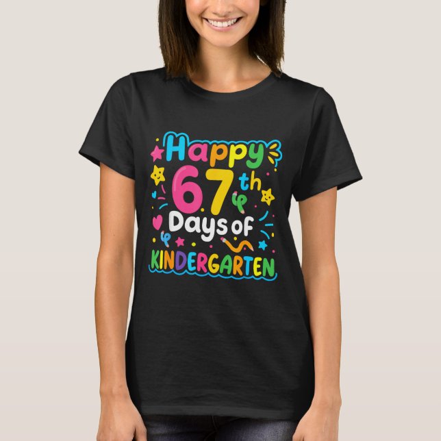 Camiseta Happy 67th Day Of Kindergarten School Meme 67 Kids (Frente)