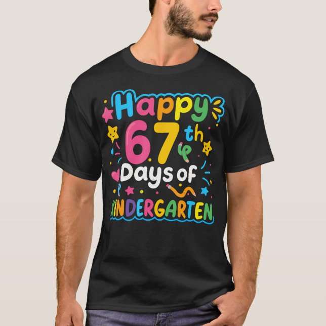 Camiseta Happy 67Th Day Of Kindergarten School Meme 67 Kids (Frente)