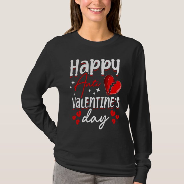 Camiseta Happy Anti Valentine's Day Haters Heart Broken Sin (Frente)