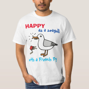 Camiseta Happy As a Seagull com um amante francês da praia