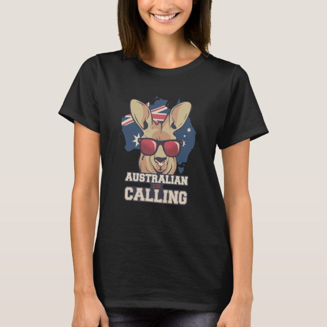Camiseta Happy Australia Day Kangaroo with Australian Flag  (Frente)
