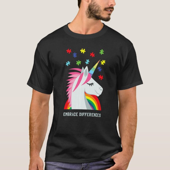 Camiseta Happy Autism Awareness Women Youth Men Unicorn Puz (Frente)