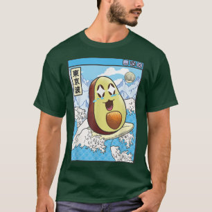 Camiseta Happy Avocado Surfing Japanes Waves Kawaii Anime V