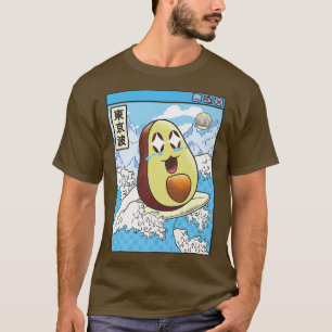 Camiseta Happy Avocado Surfing Japanes Waves Kawaii Anime V