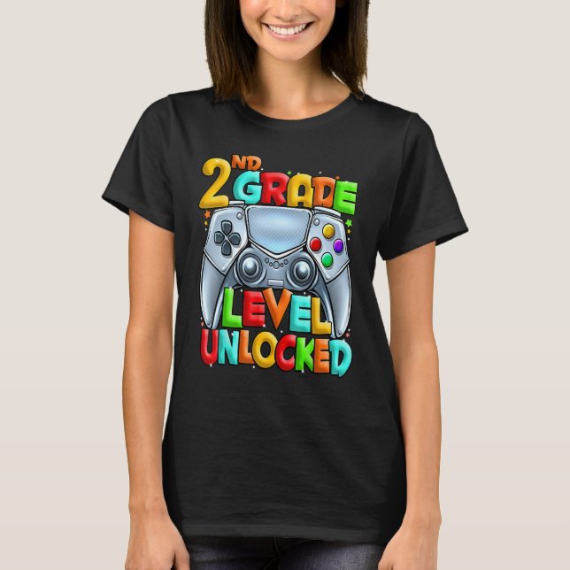Camiseta Happy Back To School 2nd Grade Level Unlocked Game (Frente)