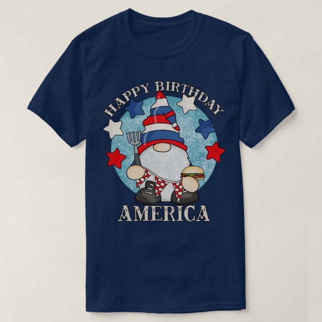Camiseta Happy Birthday America 4th Of July Funny Barbeque  (Frente do Design)