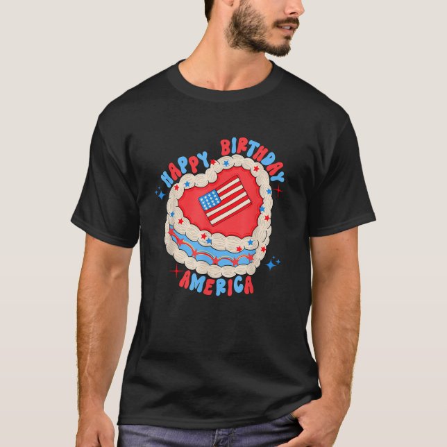 Camiseta Happy Birthday America Birthday Cake 4th Of July U (Frente)