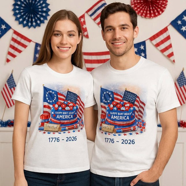 Camiseta Happy Birthday America Patriotic Unisex  (Criador carregado)