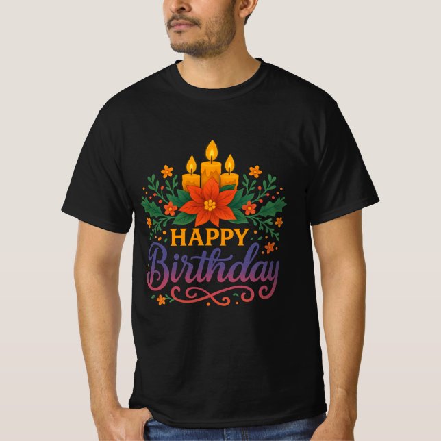 Camiseta Happy Birthday Candle Men’s Value T-Shirt  Classic (Frente)
