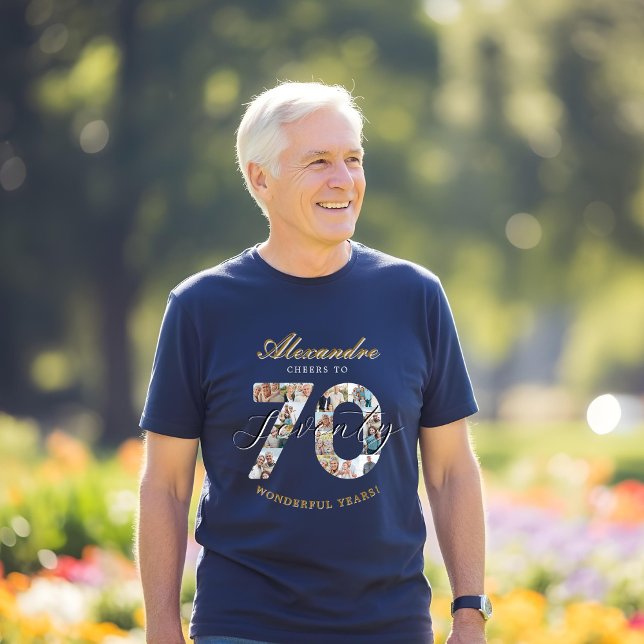 Camiseta  Happy Birthday Cheers To 70 Years Photo Collage (Happy Birthday Cheers To 70 Years Photo Collage T-Shirt)