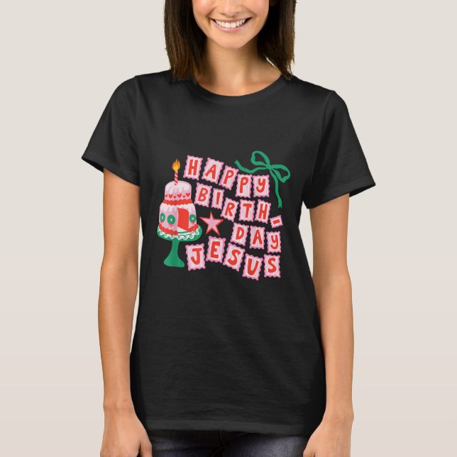 Camiseta Happy Birthday Christian Jesus Christmas Preppy Bd (Frente)