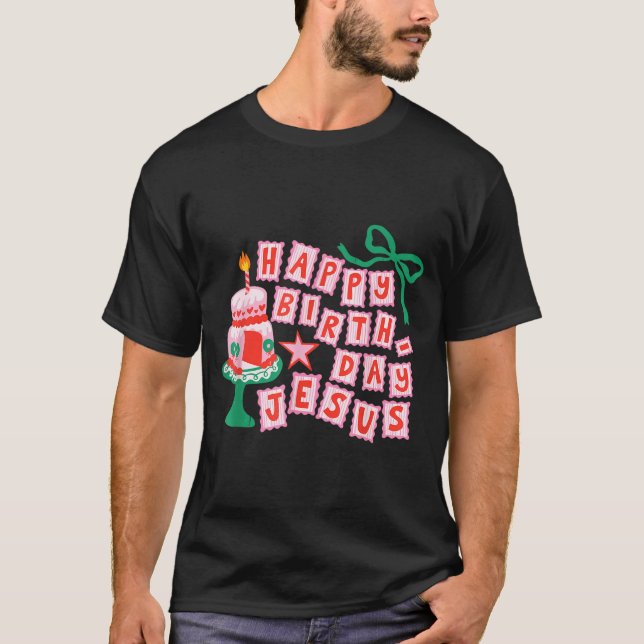 Camiseta Happy Birthday Christian Jesus Christmas Preppy Bd (Frente)