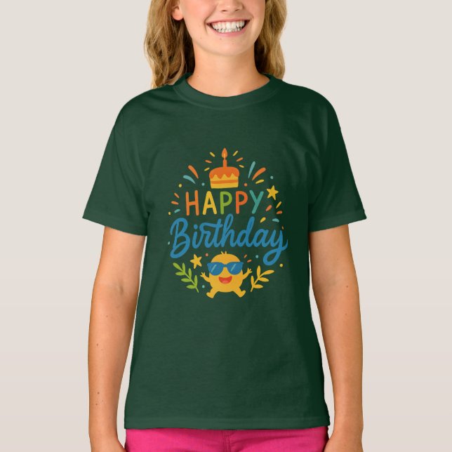 Camiseta Happy Birthday Cute Sunshine Girls' Basic T-Shirt (Frente)