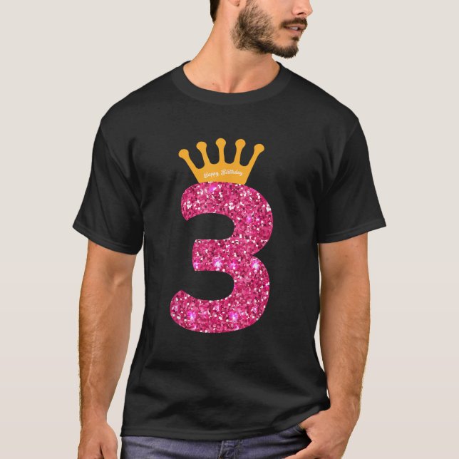 Camiseta Happy Birthday Girls 3rd Party 3 Years Old Bday  (Frente)