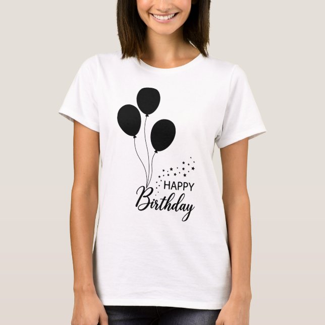 Camiseta Happy Birthday Modern Typography Stylish Birthday  (Frente)