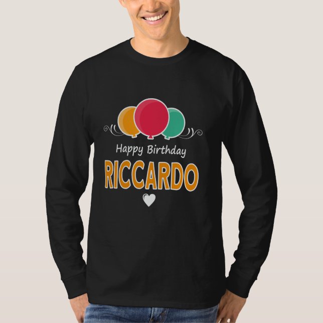 Camiseta Happy Birthday saying Riccardo (Frente)