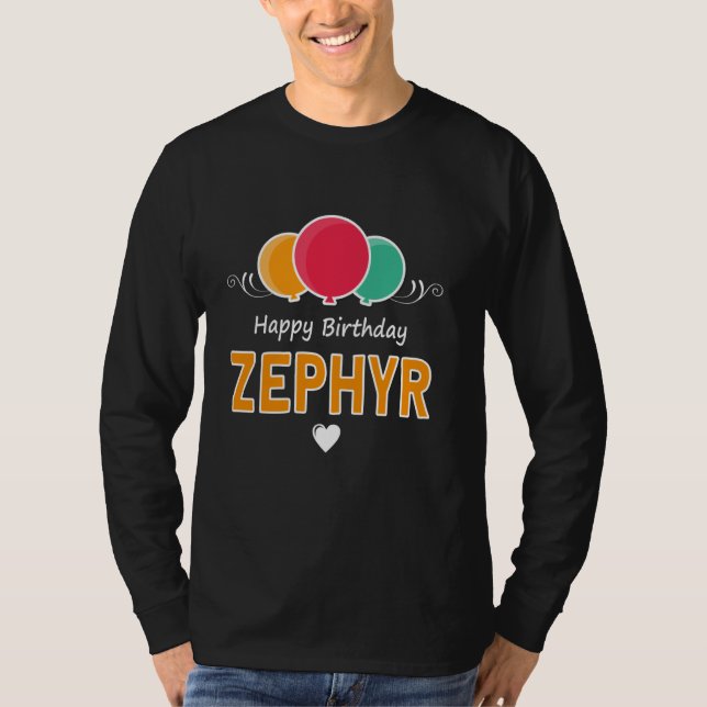 Camiseta Happy Birthday saying Zephyr (Frente)