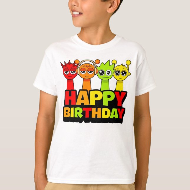 Camiseta Happy Birthday Sprunki - Simon Oren Raddy (Frente)