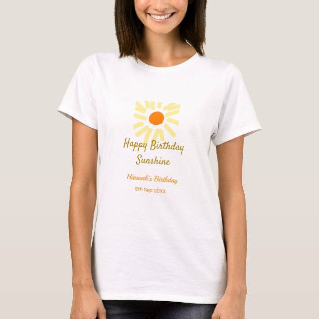 Camiseta Happy birthday sunshine yellow orange birthday boh (Frente)