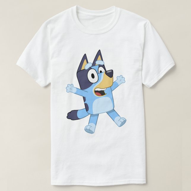 Camiseta Happy Blue Dog Jumping (Frente do Design)