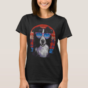 Camiseta Happy Border Collie Retro Sunset 70 Para Proprietá
