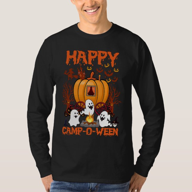 Camiseta Happy Camp O Ween Halloween Camping Camper (Frente)