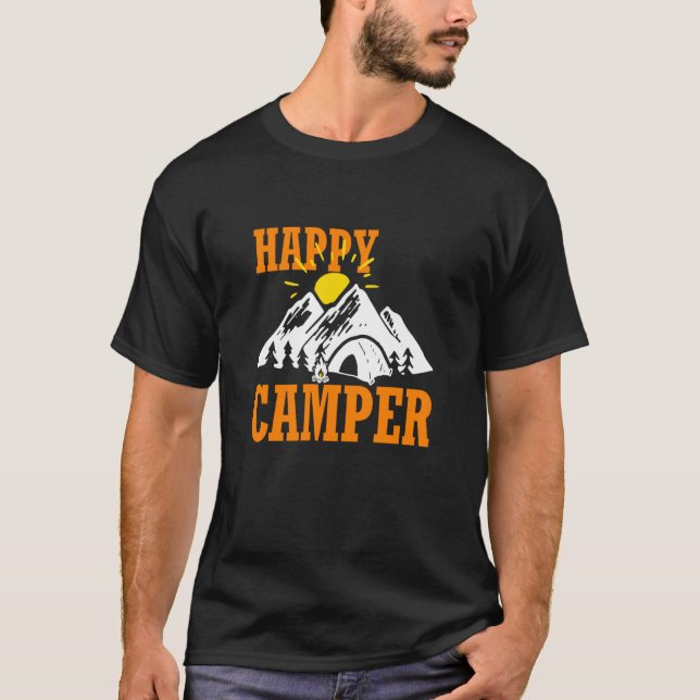 Camiseta Happy Camper Camping Hiking (Frente)