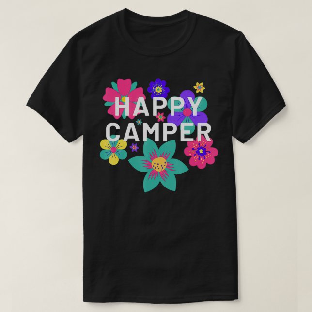 Camiseta Happy Camper Floral Layering Flowers Camping Tee f (Frente do Design)