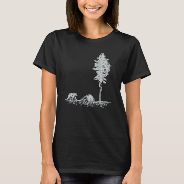 Camiseta Happy camper hiding in a tree from a bear (Frente)