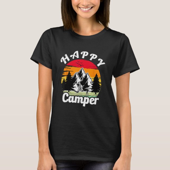 Camiseta Happy Camper Retro Vintage Camping Crew (Frente)
