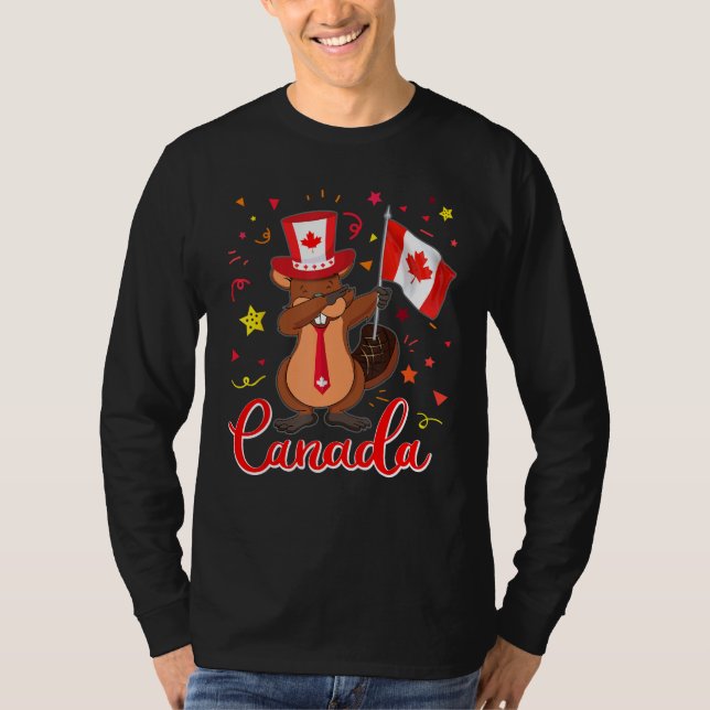 Camiseta Happy Canada Day - Cute Beaver Dab girls Boys Kids (Frente)