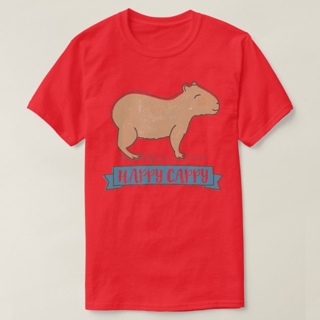 Camiseta Happy Cappy Retro Vintage Capybara (Frente do Design)