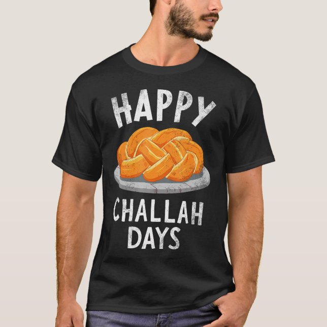 Camiseta Happy Challah Days Menorah Shabbat Hanukkah Jewish (Frente)