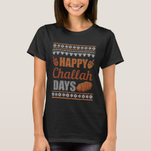 Camiseta Happy Challah Days Ugly Hanukkah Sweater Chanukah