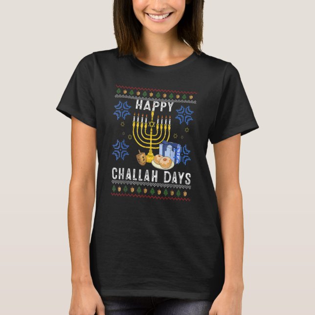 Camiseta Happy Challah Days  Ugly Hanukkah Sweater Men Boy (Frente)