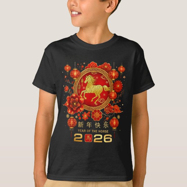 Camiseta Happy Chinese Lunar New Year Horse Zodiac Year Of  (Frente)