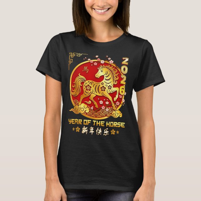 Camiseta Happy Chinese Lunar New Year Horse Zodiac Year Of  (Frente)