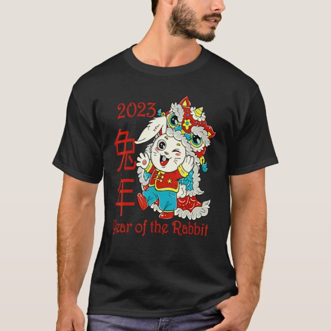 Camiseta Happy Chinese New Year 2023 Year of the Rabbit Dra (Frente)