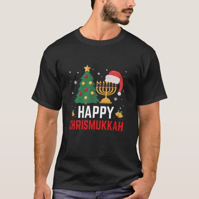 Camiseta Happy Chrismukkah Cool Holiday Gift Funny Hanukkah (Frente)