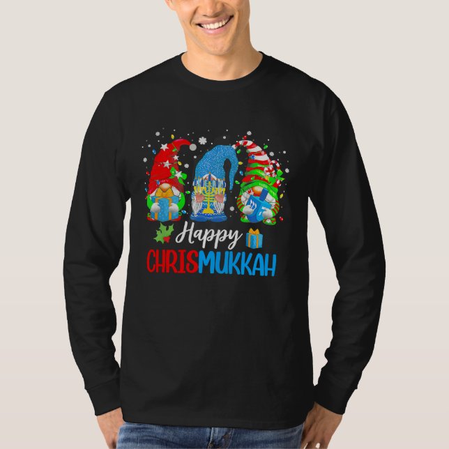 Camiseta Happy Chrismukkah Gnomes Merry Christmas Hanukkah (Frente)