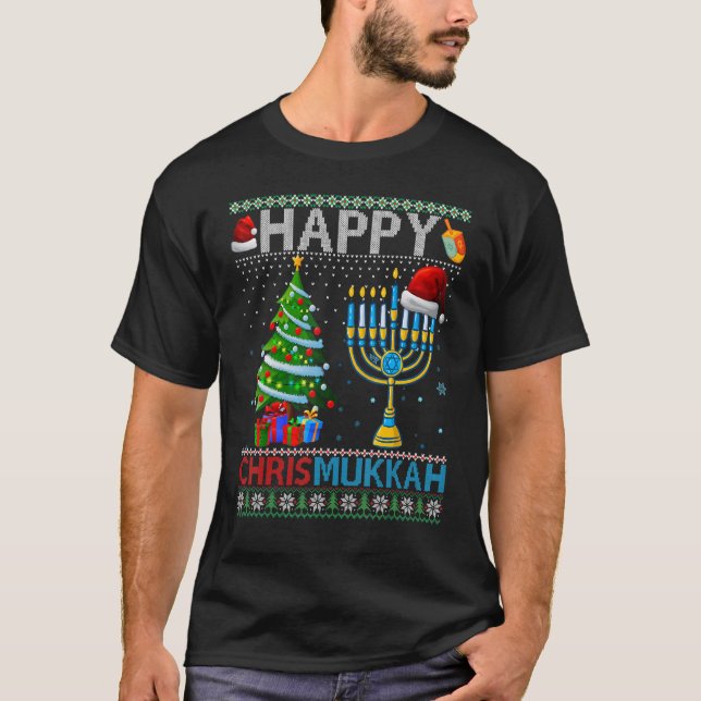 Camiseta Happy Chrismukkah Jewish Christmas Hanukkah Chanuk (Frente)