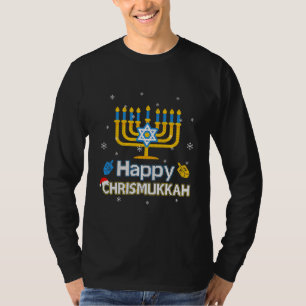 Camiseta Happy Chrismukkah Ugly Hanukkah Sweater de Natal