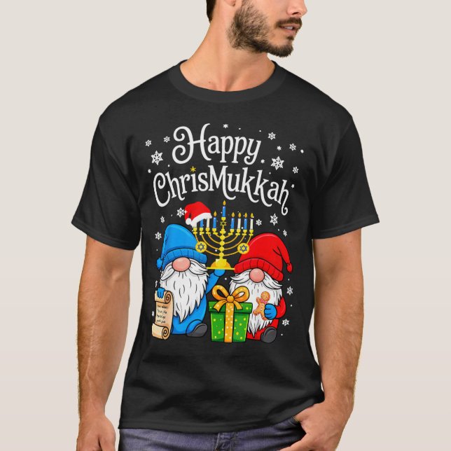 Camiseta Happy Christmukkah Hanukkah Christmas Gnome Xmas F (Frente)