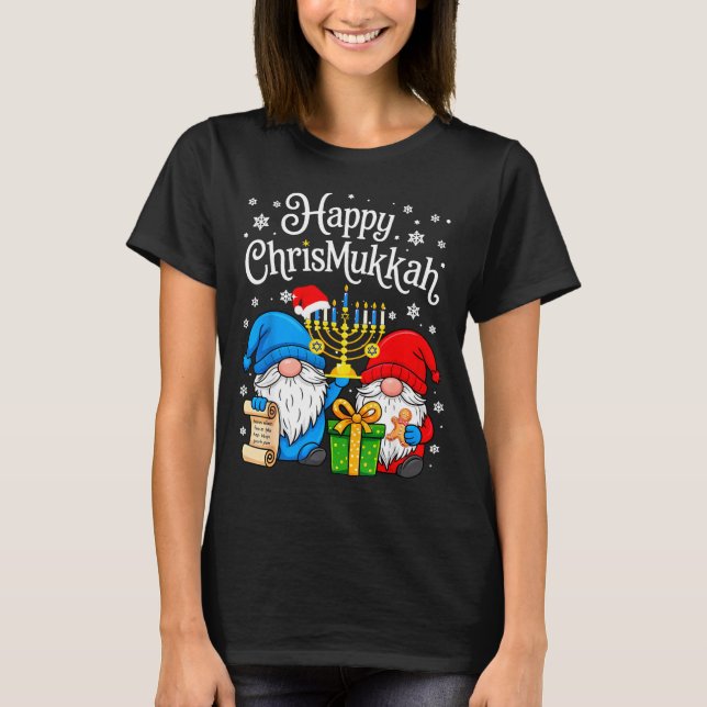 Camiseta Happy Christmukkah Hanukkah Christmas Gnome Xmas F (Frente)