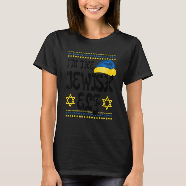 Camiseta Happy Christmukkah Jewish I'm The Jewish Elf Chris (Frente)