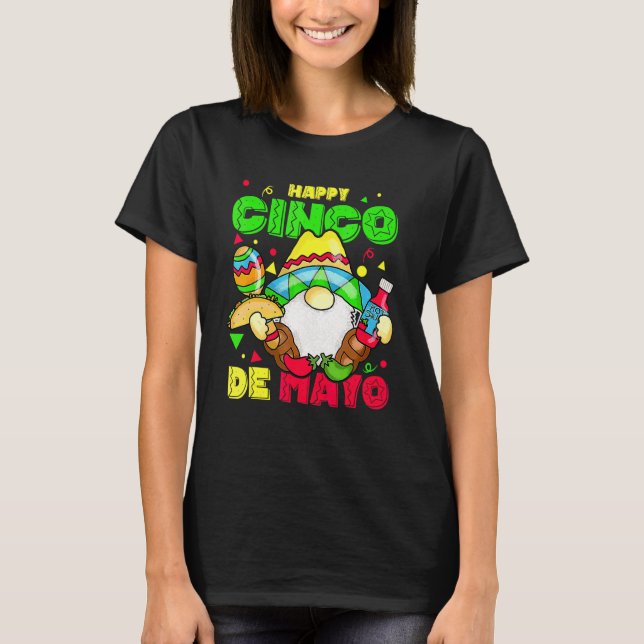 Camiseta Happy Cinco De Mayo Mexicano Taco GnomCinco De M (Frente)