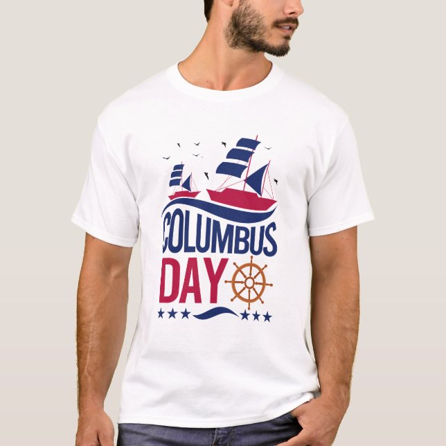 Camiseta Happy Columbus Day T-Shirt – Bold, Patriotic (Frente)