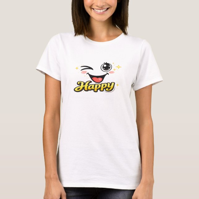 Camiseta Happy Cute Smiley Face Graphic T-Shirt for Women (Frente)